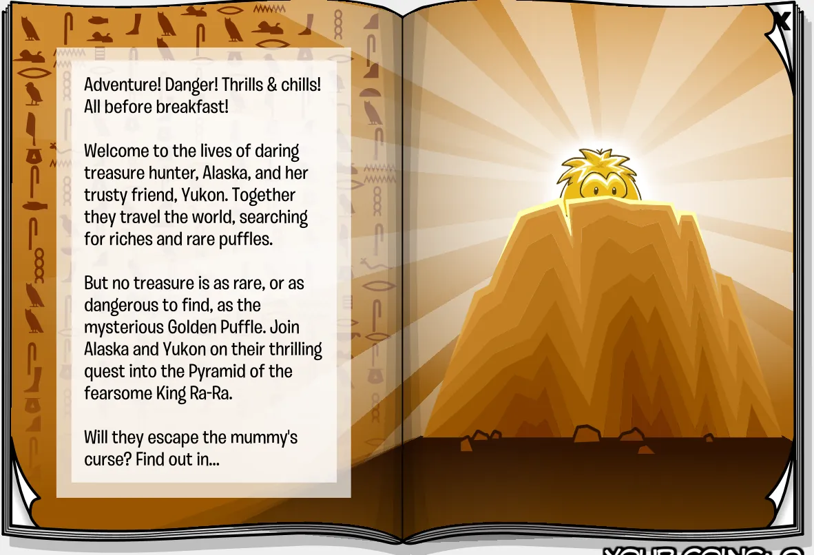 Costume Trunk: Quest for the Golden Puffle, pages 1 and 2