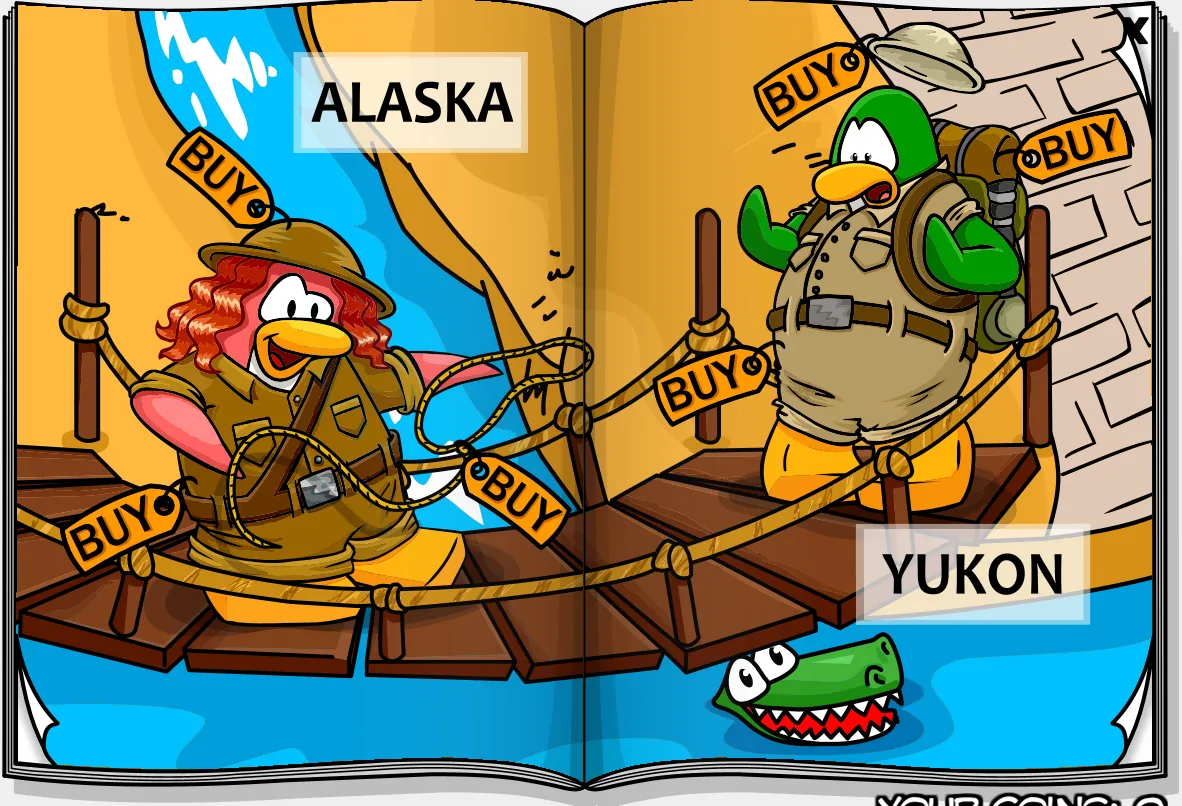 Costume Trunk: Quest for the Golden Puffle, pages 3 and 4