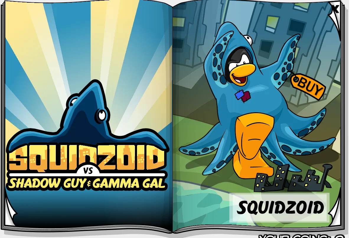 Costume Trunk: Squidzoid vs. Shadow Guy and Gamma Gal, pages 3 and 4