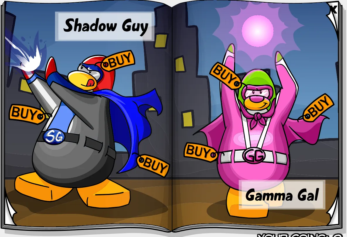 Costume Trunk: Squidzoid vs. Shadow Guy and Gamma Gal, pages 5 and 6